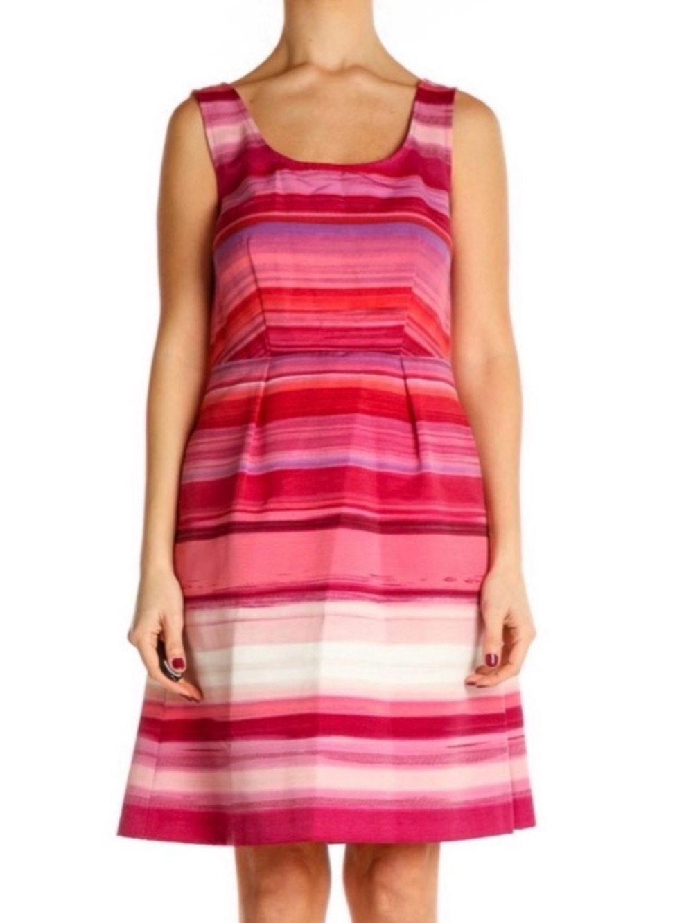 Loft Striped A-Line Dress // Pink // 8